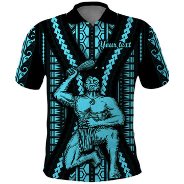 Personalised Aotearoa Father's Day Gift For Dad Polo Shirt Aroha Ahau Ki A Koe Papa - Aqua Maori Style Pattern LT9