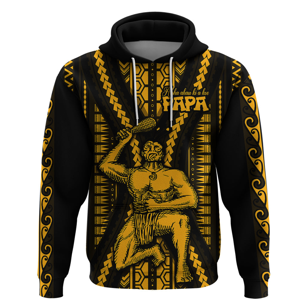 Aotearoa Father's Day Gift For Dad Hoodie Aroha Ahau Ki A Koe Papa - Gold Maori Style Pattern LT9