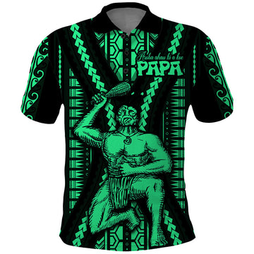 Maori Fathers Day New Zealand Polo Shirt Aroha Ahau Ki A Koe Papa - Green LT9