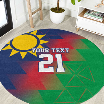 Custom Cricket African Namibia Round Carpet Namibian Gold Sun Flag Motif LT9