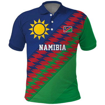 Namibia Cricket Custom Polo Shirt Namibian Sporty Pattern Flag Motif LT9