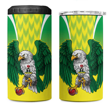 Custom Cricket African Nigeria 4 in 1 Can Cooler Tumbler Najeriya Yellow Greens Eagle LT9