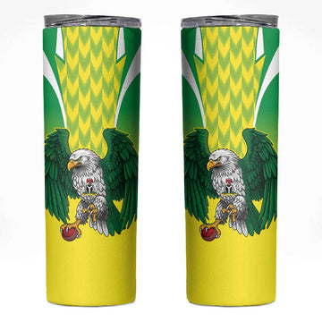 Custom Cricket African Nigeria Skinny Tumbler Najeriya Yellow Greens Eagle LT9