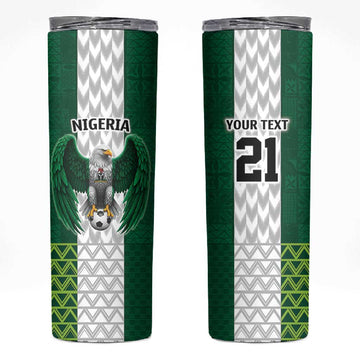 Custom Football African Nigeria Skinny Tumbler Retro Nigeria 20-21 Eagle Flag Motif LT9