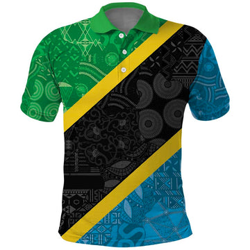Tanzania 255 Polo Shirt African Mix Pattern Flag Motif LT9