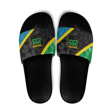 Tanzania 255 Slide Sandals African Mix Pattern Flag Motif LT9