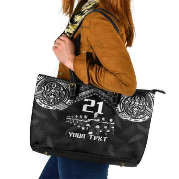 Custom NZ Rugby Leather Tote Bag Kapa Opango Maori Haka With Years of The All Black Champions LT9