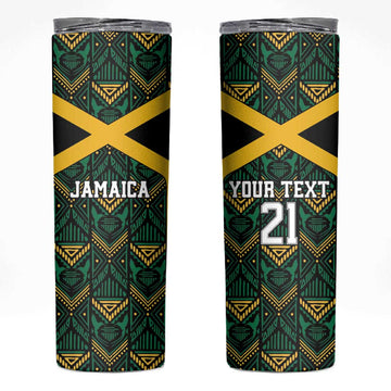 Afro-Jamaicans Football Custom Skinny Tumbler Black Ethnic Motifs LT9