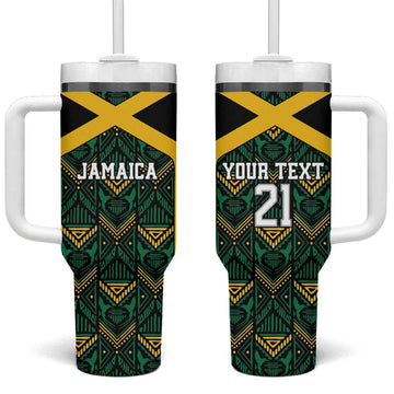 Afro-Jamaicans Football Custom Tumbler With Handle Black Ethnic Motifs LT9