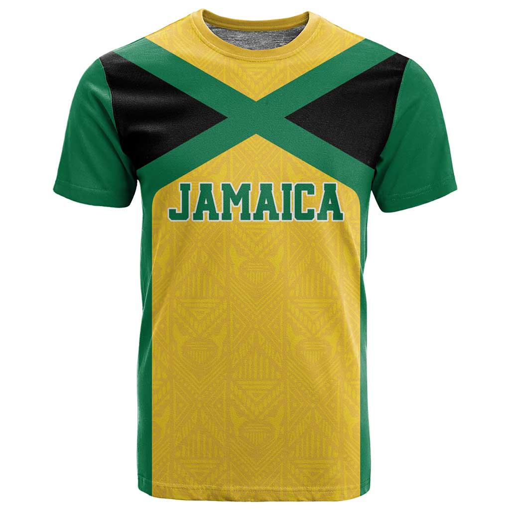 Afro-Jamaicans Football Custom T shirt Gold Ethnic Motifs LT9