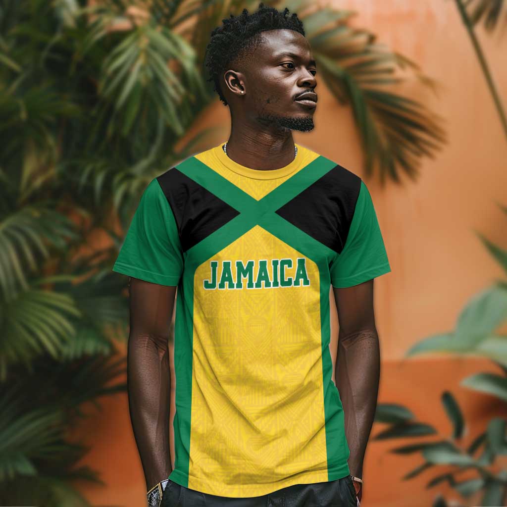 Afro-Jamaicans Football Custom T shirt Gold Ethnic Motifs LT9