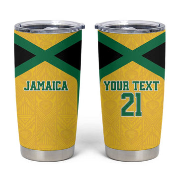 Afro-Jamaicans Football Custom Tumbler Cup Gold Ethnic Motifs LT9