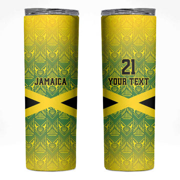 Afro-Jamaicans Custom Skinny Tumbler Reggae Boyz With Traditional Pattern LT9