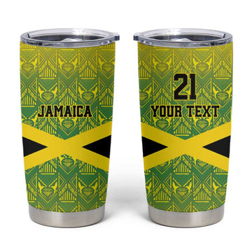 Afro-Jamaicans Custom Tumbler Cup Reggae Boyz With Traditional Pattern LT9