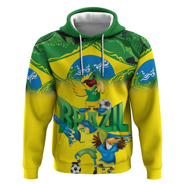 Brazil Football Custom Hoodie Brasil Birds Mascot Bora Brasil! LT9