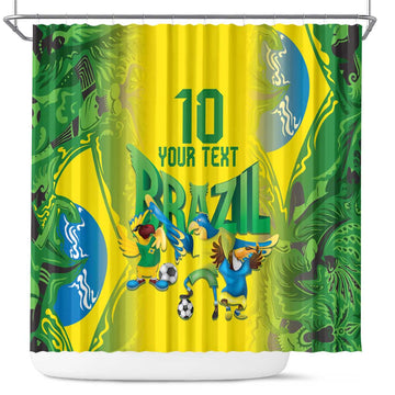 Brazil Football Custom Shower Curtain Brasil Birds Mascot Bora Brasil! LT9
