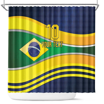 Brazil Football Custom Shower Curtain Selecao Canarinho Flag Motif LT9