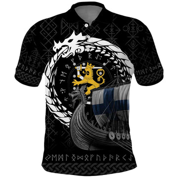 Finland Viking Drakkar Polo Shirt Viking Blood LT9