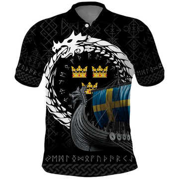 Sweden Viking Drakkar Polo Shirt Viking Blood LT9