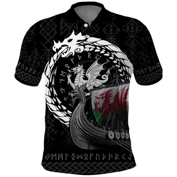 Wales Viking Drakkar Polo Shirt Viking Blood LT9