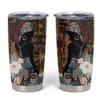 Beautiful Black Woman Tumbler Cup African Tribal Pattern LT9