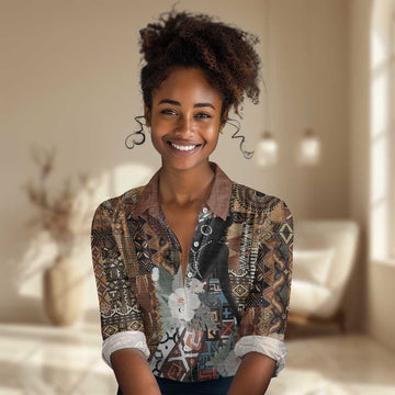 Beautiful Black Woman Women Casual Shirt African Tribal Pattern LT9