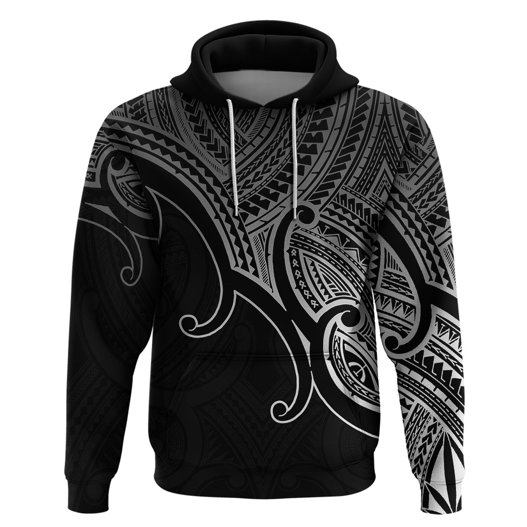 Aotearoa Polynesian Hoodie with Maori Koru Black LT9
