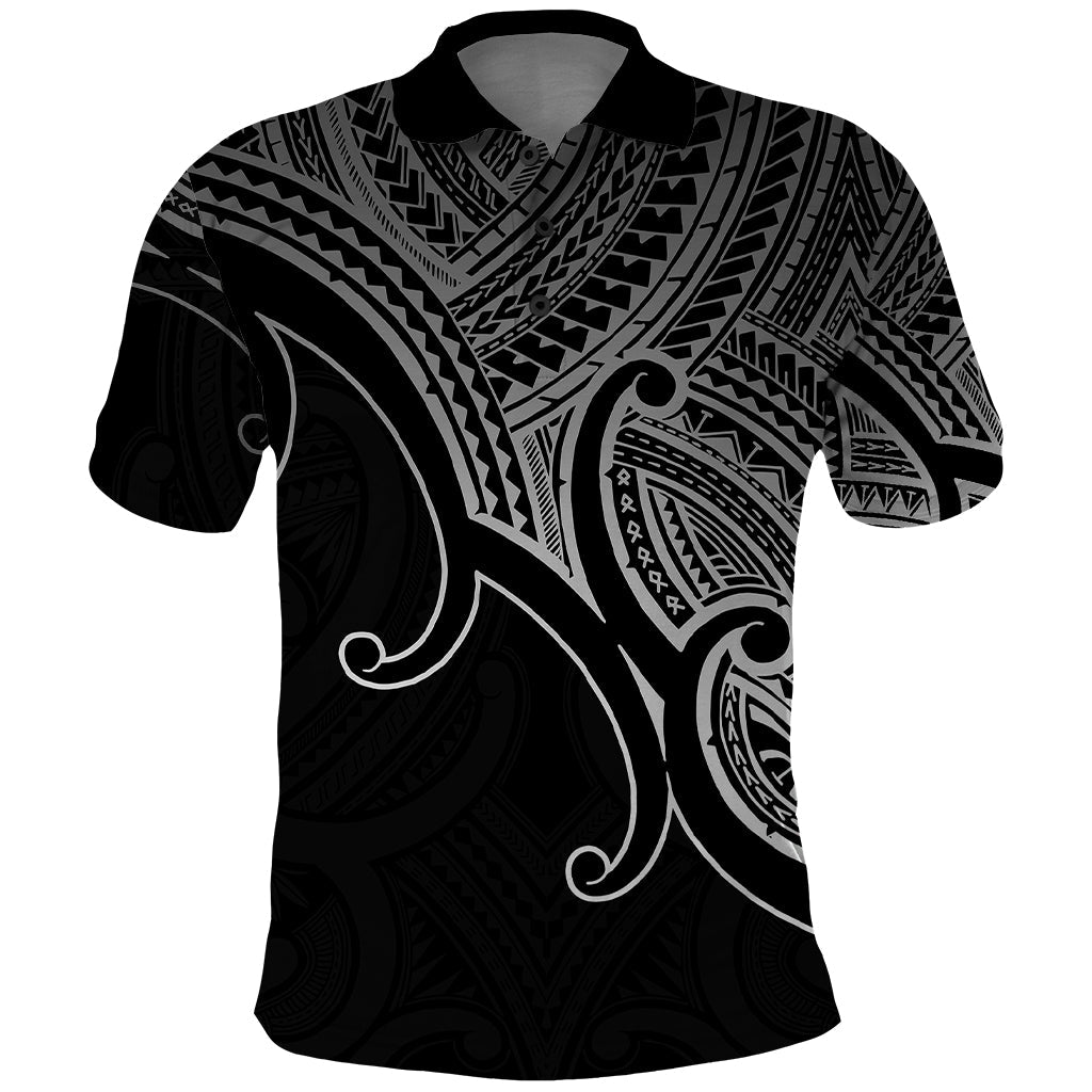 Aotearoa Polynesian Polo Shirt with Maori Koru Black LT9