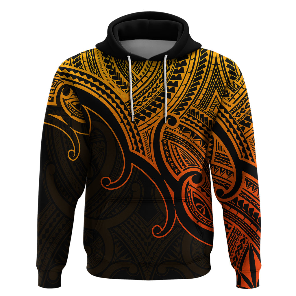 Aotearoa Polynesian Hoodie with Maori Koru Gold LT9