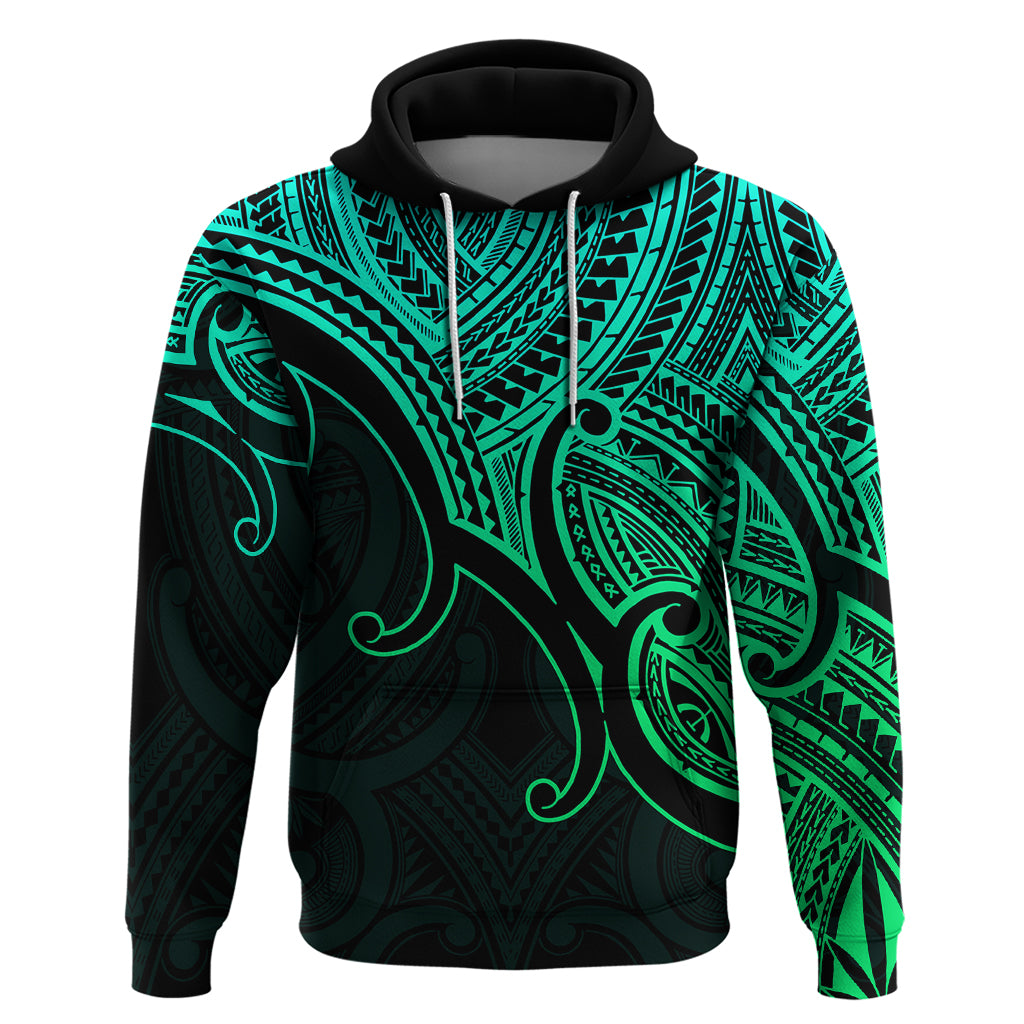 Aotearoa Polynesian Hoodie with Maori Koru Green LT9