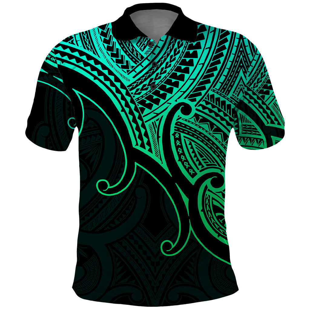 Aotearoa Polynesian Polo Shirt with Maori Koru Green LT9