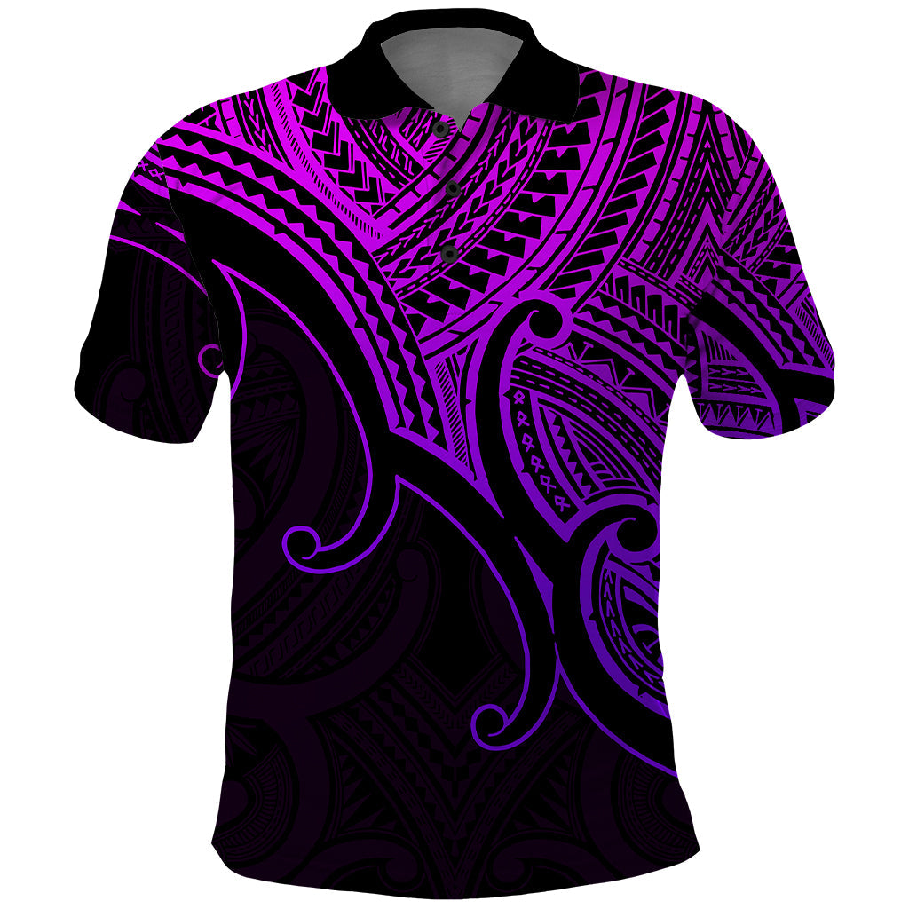 Aotearoa Polynesian Polo Shirt with Maori Koru Purple LT9