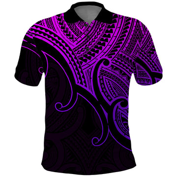 Custom Aotearoa Polynesian Polo Shirt with Maori Koru Purple LT9
