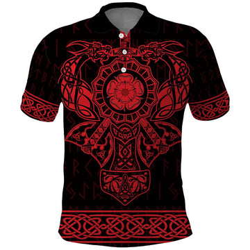 Vikings from Yorkshire Polo Shirt Red Spirit of Jorvik LT9