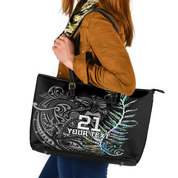 Custom New Zealand Rugby Leather Tote Bag NZ Black Fern Champions History With Papua Shell LT9