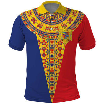 Romania Traditional Embroidery Pattern Polo Shirt LT9
