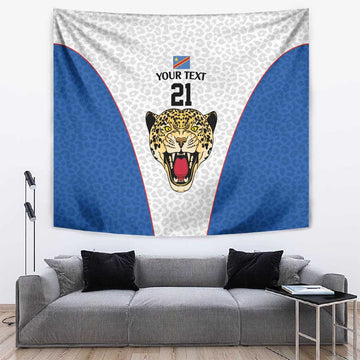 Africa DR Congo Football Custom Tapestry White Leopard Skin Pattern LT9