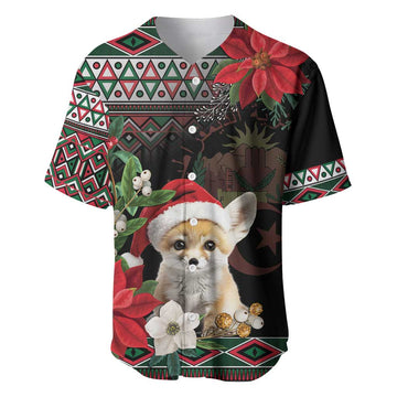 Algeria Christmas Personalized Baseball Jersey Fennec Fox Santa and Traditional Pattern LT9