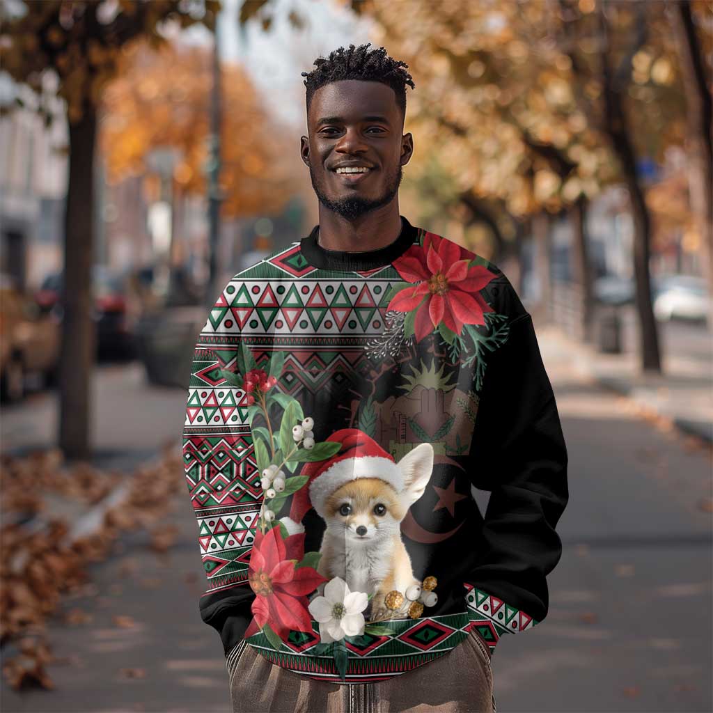 Algeria Christmas Personalized Sweatshirt Fennec Fox Santa and Traditional Pattern LT9