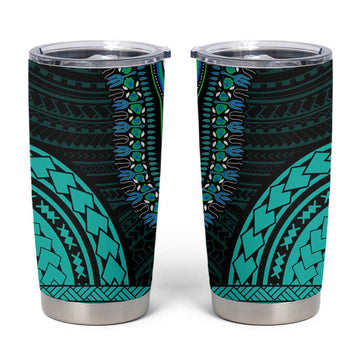 African Dashiki and Polynesian Pattern Tumbler Cup Teal LT9