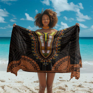 African Dashiki and Polynesian Pattern Sarong Gold LT9