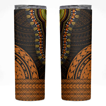 African Dashiki and Polynesian Pattern Skinny Tumbler Gold LT9