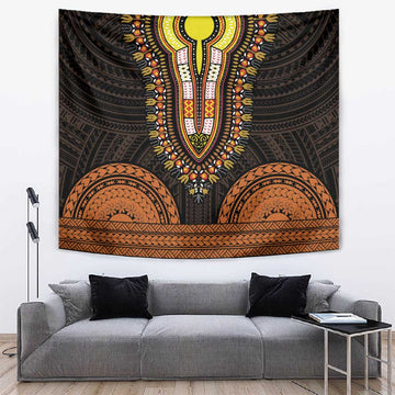 African Dashiki and Polynesian Pattern Tapestry Gold LT9