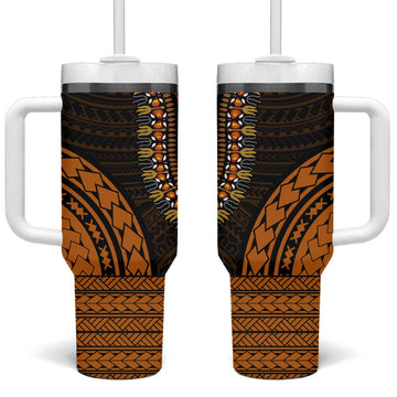 African Dashiki and Polynesian Pattern Tumbler With Handle Gold LT9