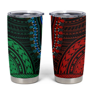 African Dashiki and Polynesian Pattern Tumbler Cup Half Green-Red LT9
