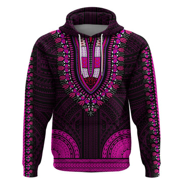 African Dashiki Hoodie With Polynesian Pattern - Pink LT9