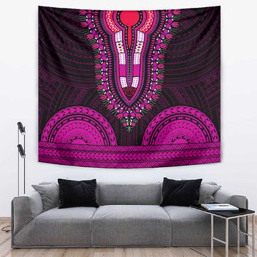 African Dashiki and Polynesian Pattern Tapestry Pink LT9