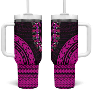 African Dashiki and Polynesian Pattern Tumbler With Handle Pink LT9