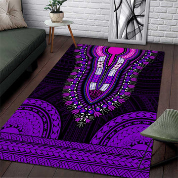 African Dashiki and Polynesian Pattern Area Rug Purple LT9