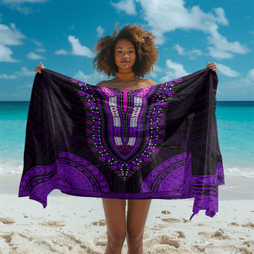 African Dashiki and Polynesian Pattern Sarong Purple LT9